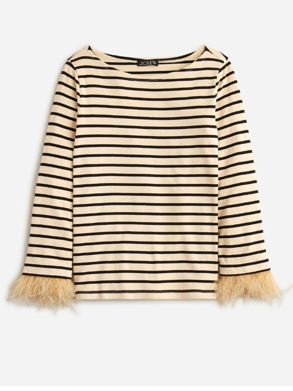 J. Crew Feather-trim long-sleeve shirt in stripe